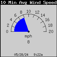 10 minute average wind speed